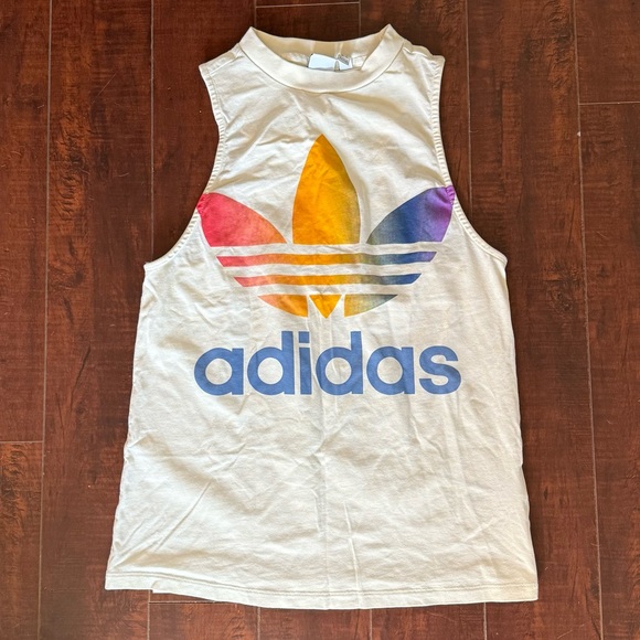 Adidas Vintage-Style Multicolor Logo Tank Top - Picture 1 of 4